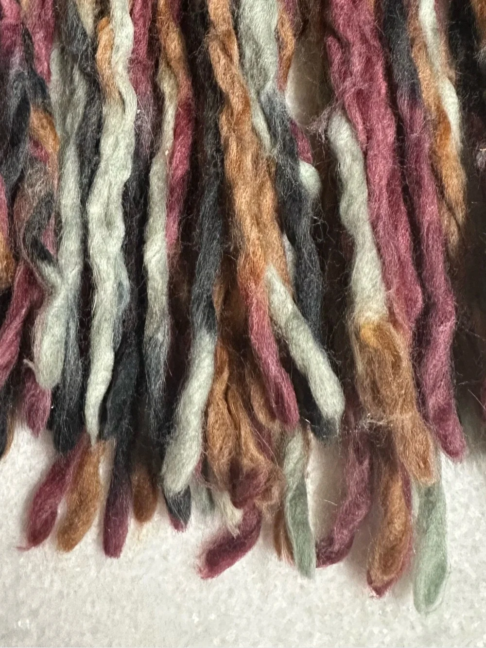 Scarf Multi-Color Neutrals Dreadlock Fringe  look 98” x 7”